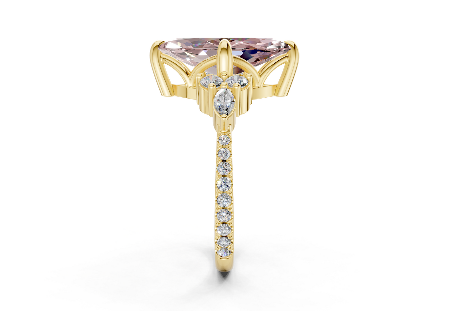 Zephyrine Pink Diamond Accent Marquise Cut 1.9mm Engagement Ring