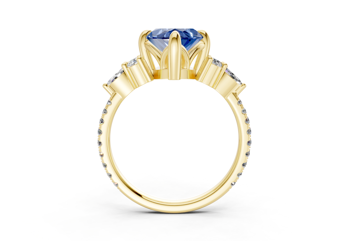 Zephyrine Sapphire Gemstone Accent Marquise Cut 1.9mm Engagement Ring