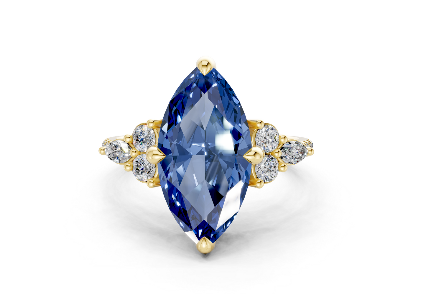 Zephyrine Sapphire Gemstone Accent Marquise Cut 1.9mm Engagement Ring