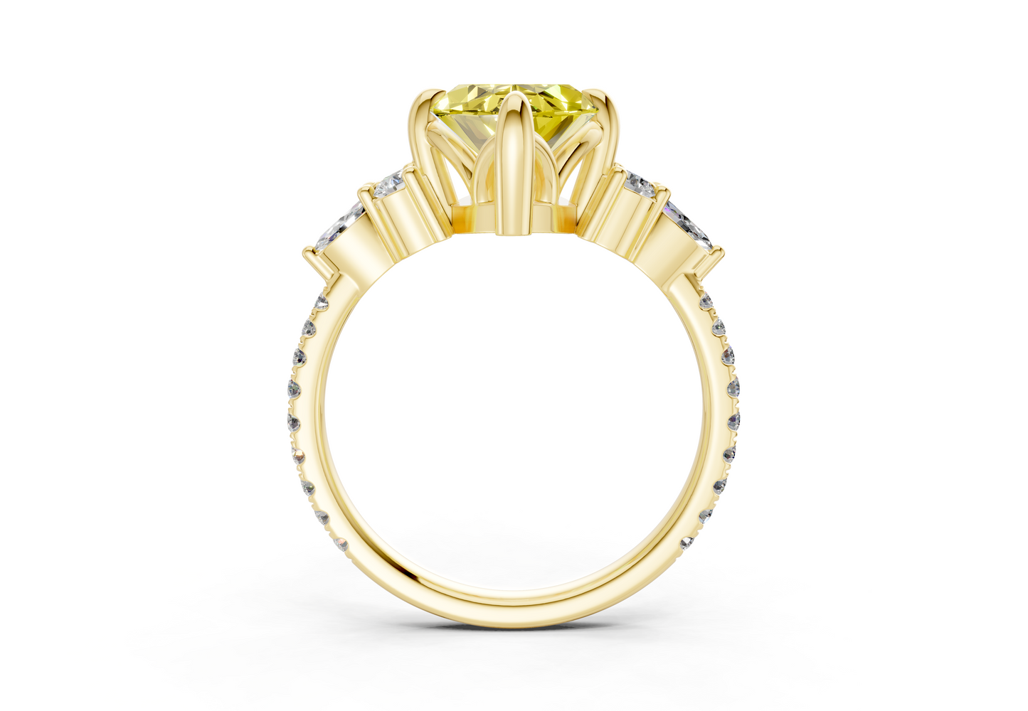 Zephyrine Yellow Diamond Accent Marquise Cut 1.9mm Engagement Ring