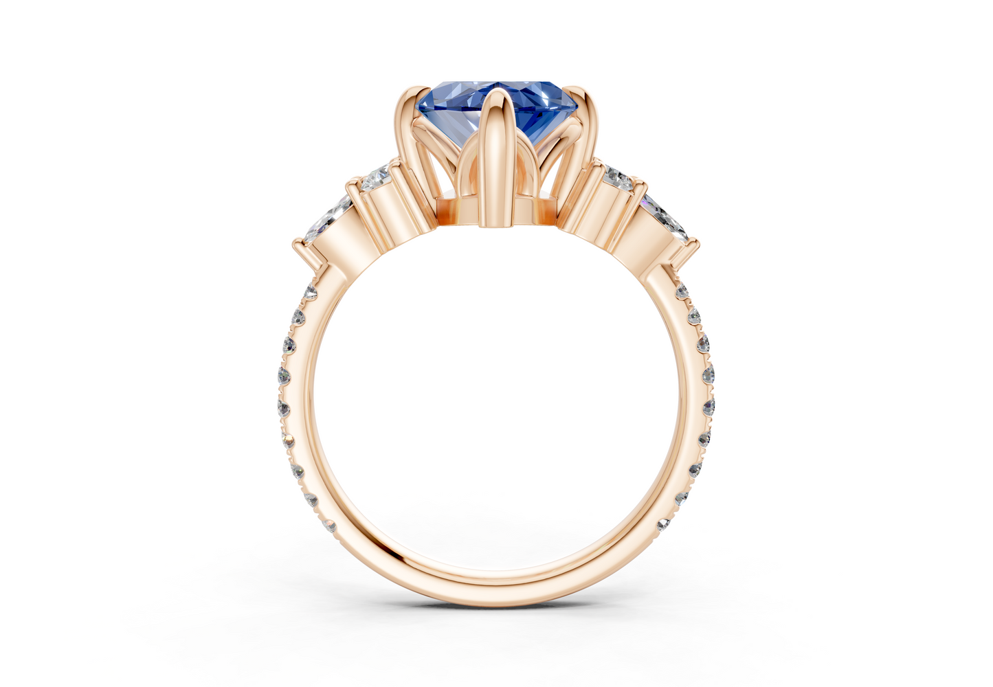 Zephyrine Sapphire Gemstone Accent Marquise Cut 1.9mm Engagement Ring