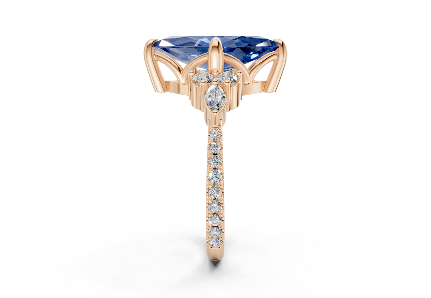 Zephyrine Sapphire Gemstone Accent Marquise Cut 1.9mm Engagement Ring