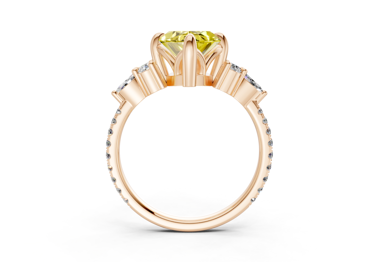 Zephyrine Yellow Diamond Accent Marquise Cut 1.9mm Engagement Ring