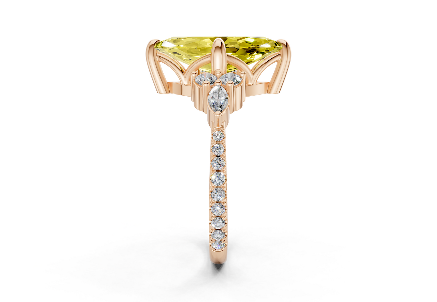 Zephyrine Yellow Diamond Accent Marquise Cut 1.9mm Engagement Ring
