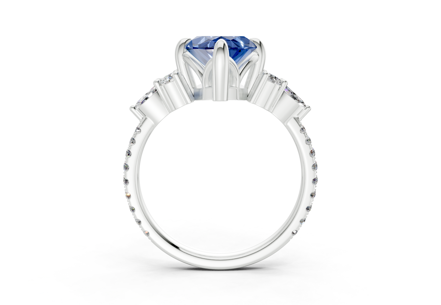 Zephyrine Sapphire Gemstone Accent Marquise Cut 1.9mm Engagement Ring