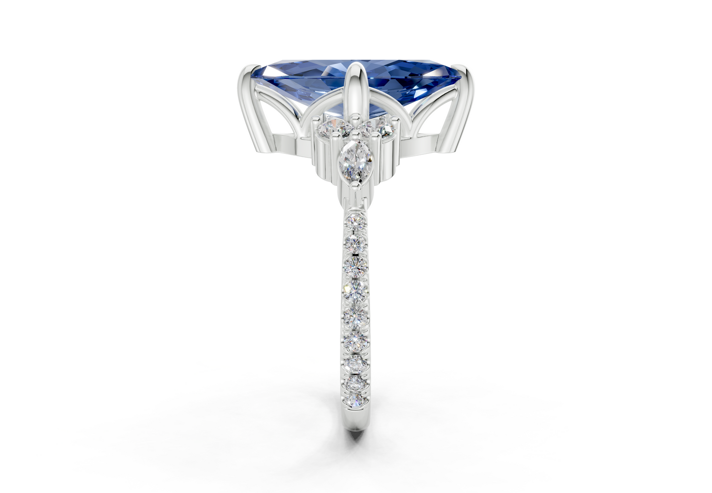 Zephyrine Sapphire Gemstone Accent Marquise Cut 1.9mm Engagement Ring