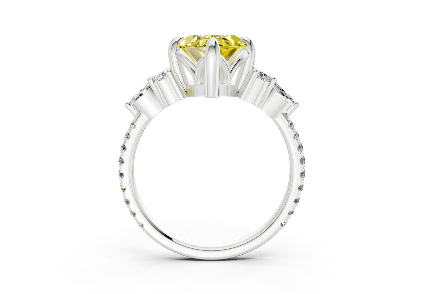 Zephyrine Yellow Diamond Accent Marquise Cut 1.9mm Engagement Ring