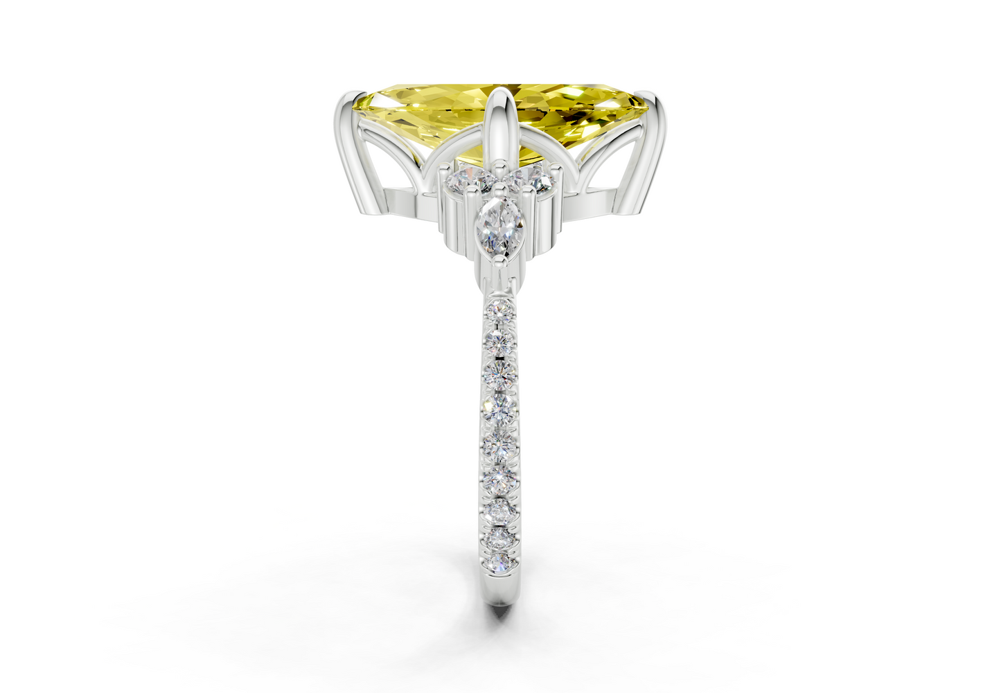 Zephyrine Yellow Diamond Accent Marquise Cut 1.9mm Engagement Ring