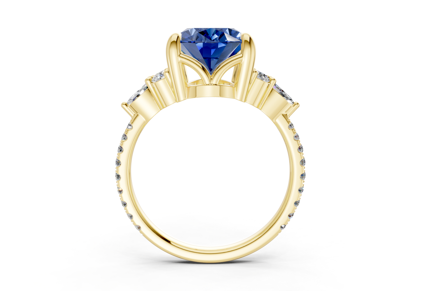 Zephyrine Sapphire Gemstone Accent Oval Cut 1.9mm Engagement Ring