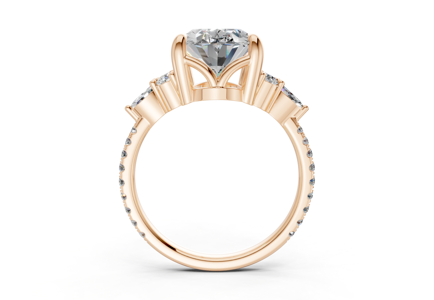 Zephyrine Diamond Accent Oval Cut 1.9mm Engagement Ring