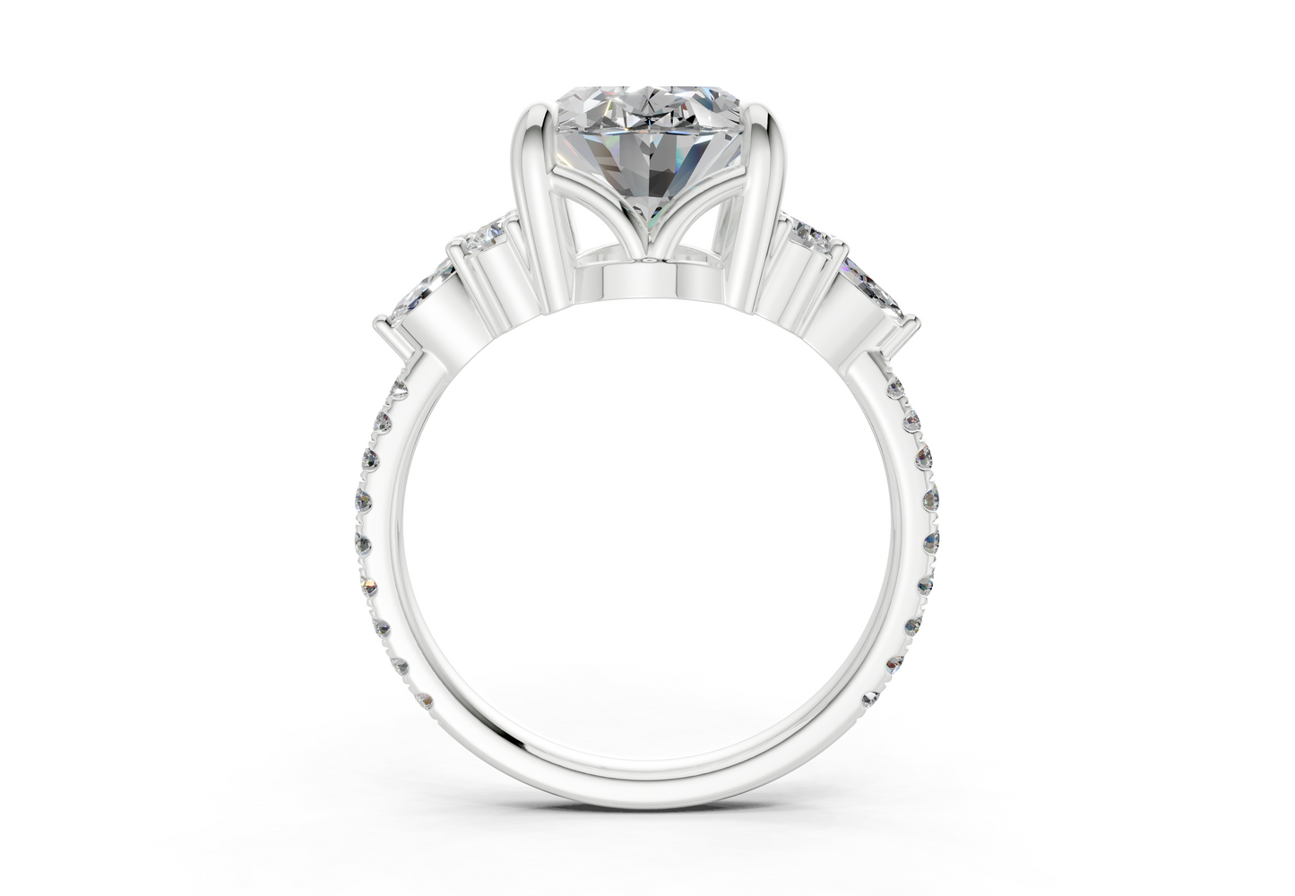 Zephyrine Diamond Accent Oval Cut 1.9mm Engagement Ring