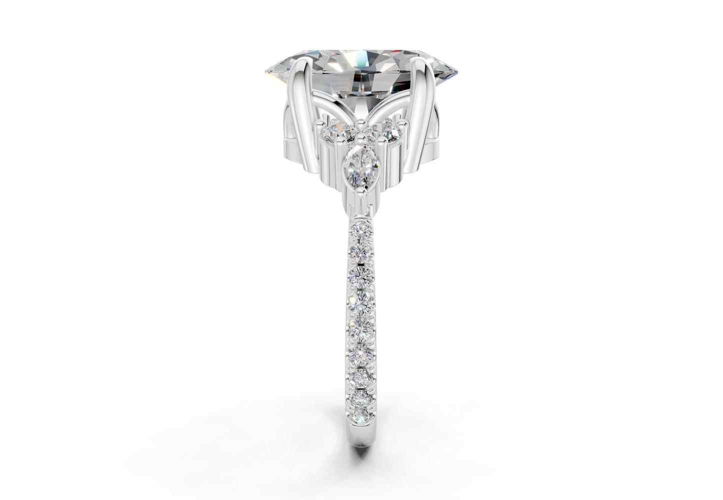 Zephyrine Diamond Accent Oval Cut 1.9mm Engagement Ring