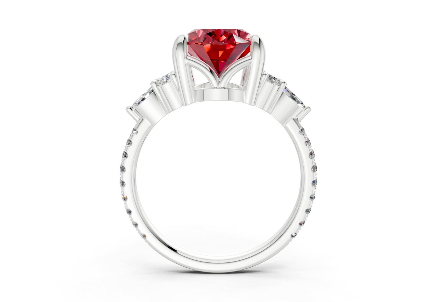 Zephyrine Ruby Gemstone Accent Oval Cut 1.9mm Engagement Ring