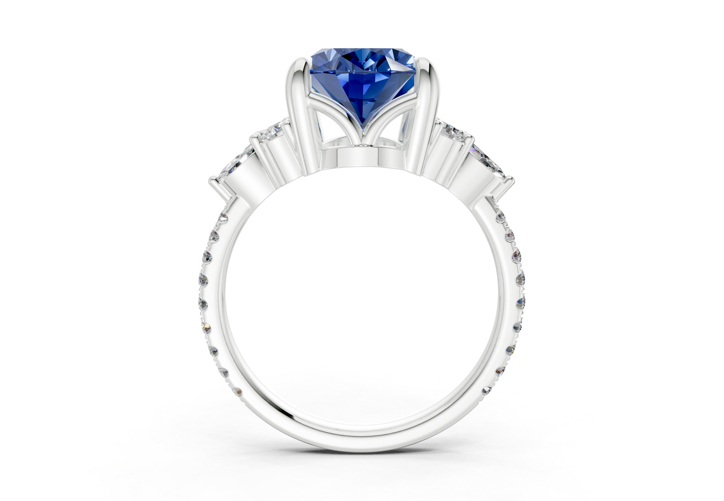 Zephyrine Sapphire Gemstone Accent Oval Cut 1.9mm Engagement Ring