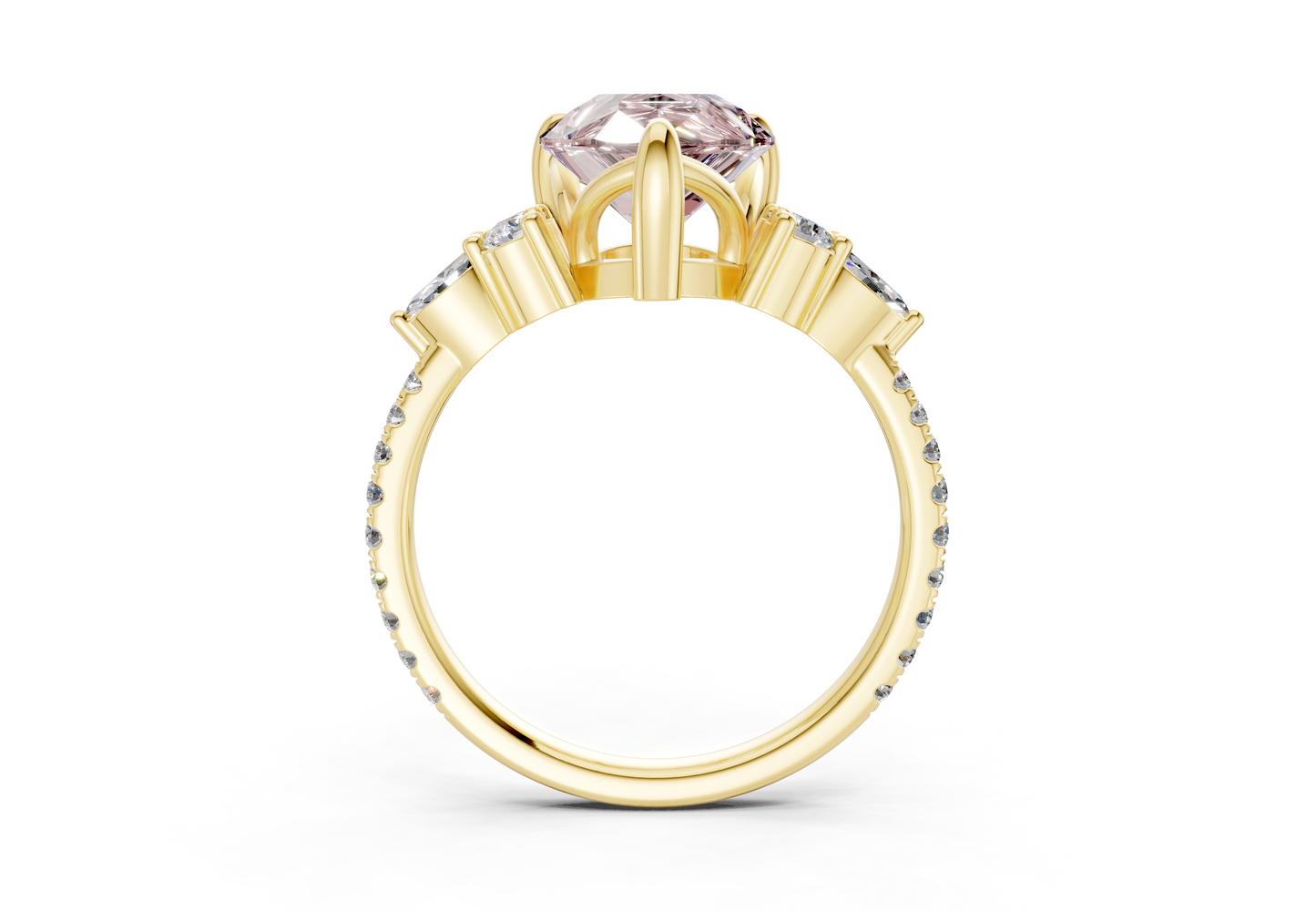Zephyrine Pink Diamond Accent Pear Cut 1.9mm Engagement Ring