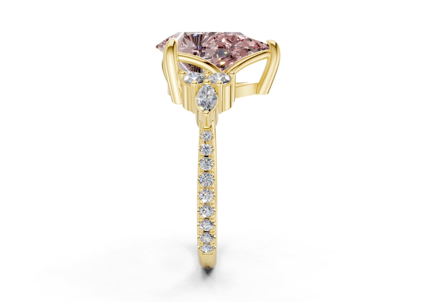 Zephyrine Pink Diamond Accent Pear Cut 1.9mm Engagement Ring