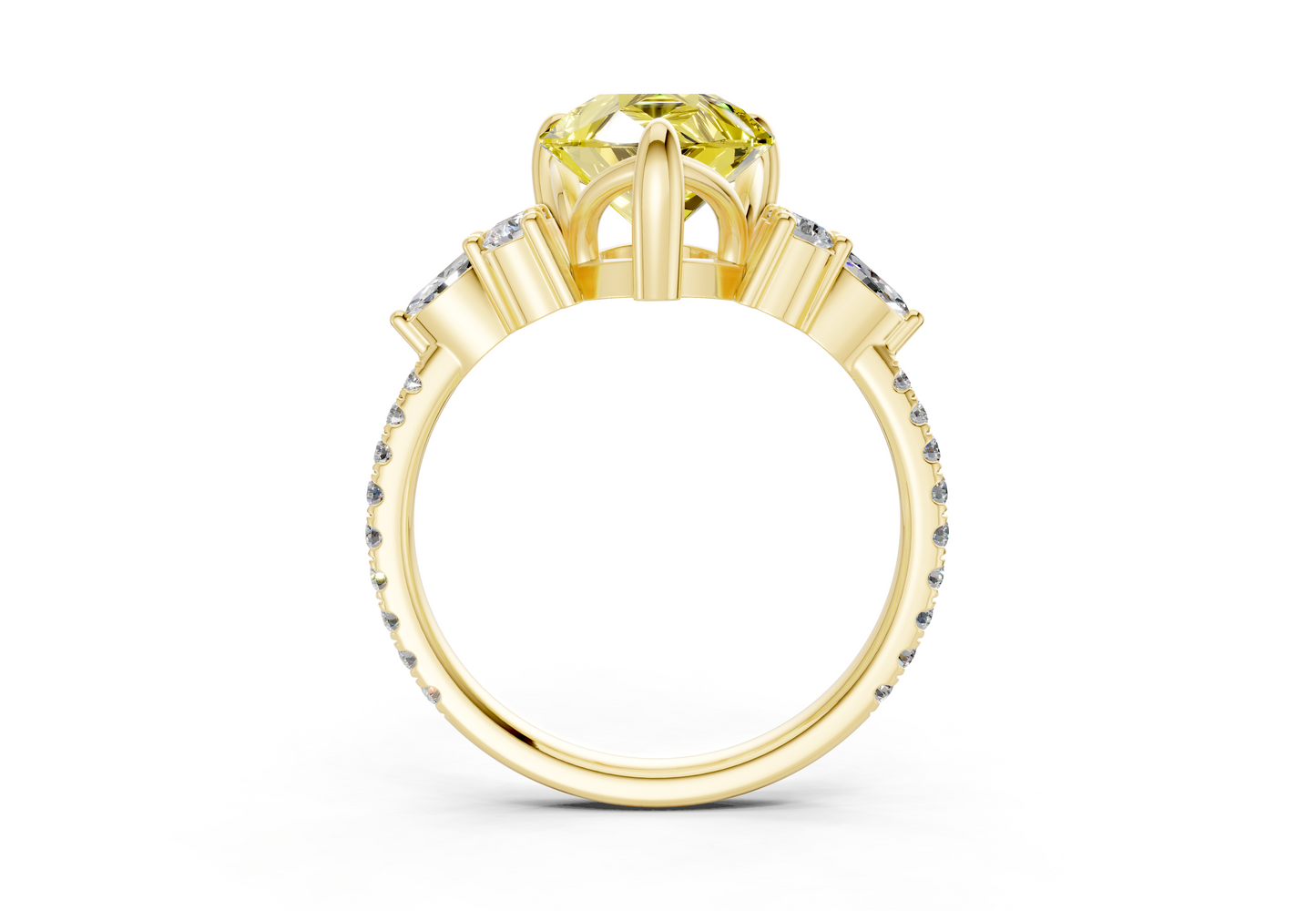 Zephyrine Yellow Diamond Accent Pear Cut 1.9mm Engagement Ring