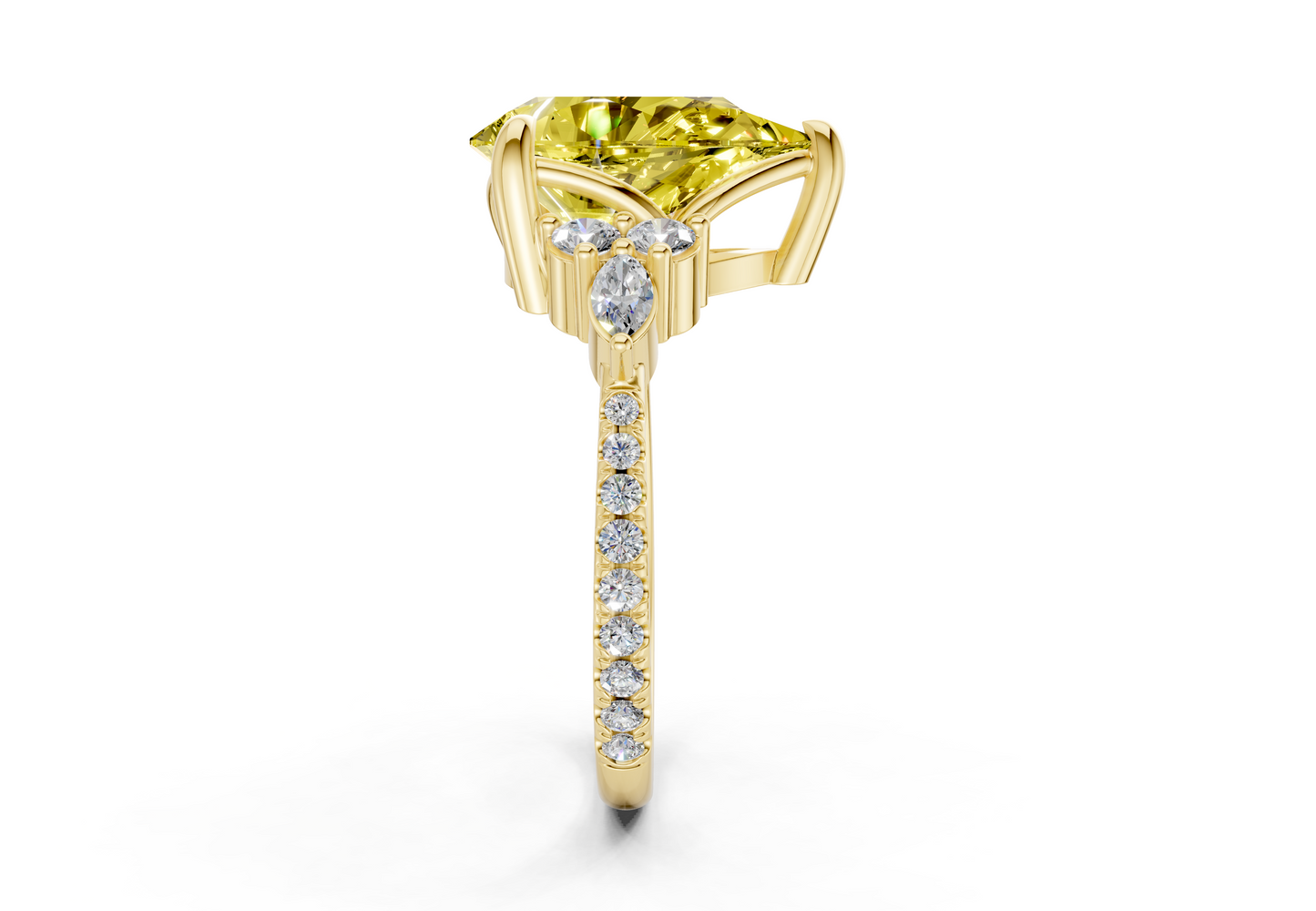 Zephyrine Yellow Diamond Accent Pear Cut 1.9mm Engagement Ring