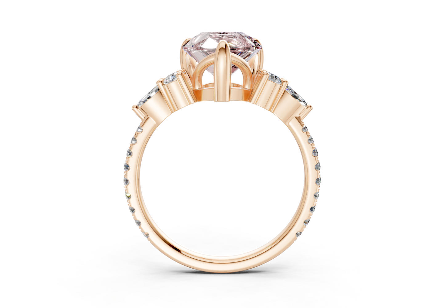 Zephyrine Pink Diamond Accent Pear Cut 1.9mm Engagement Ring