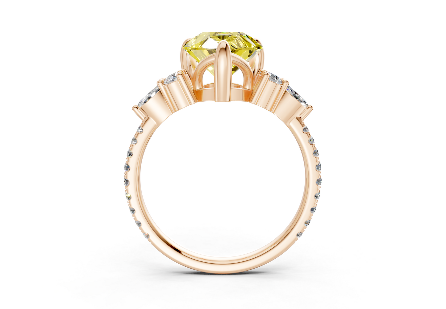 Zephyrine Yellow Diamond Accent Pear Cut 1.9mm Engagement Ring