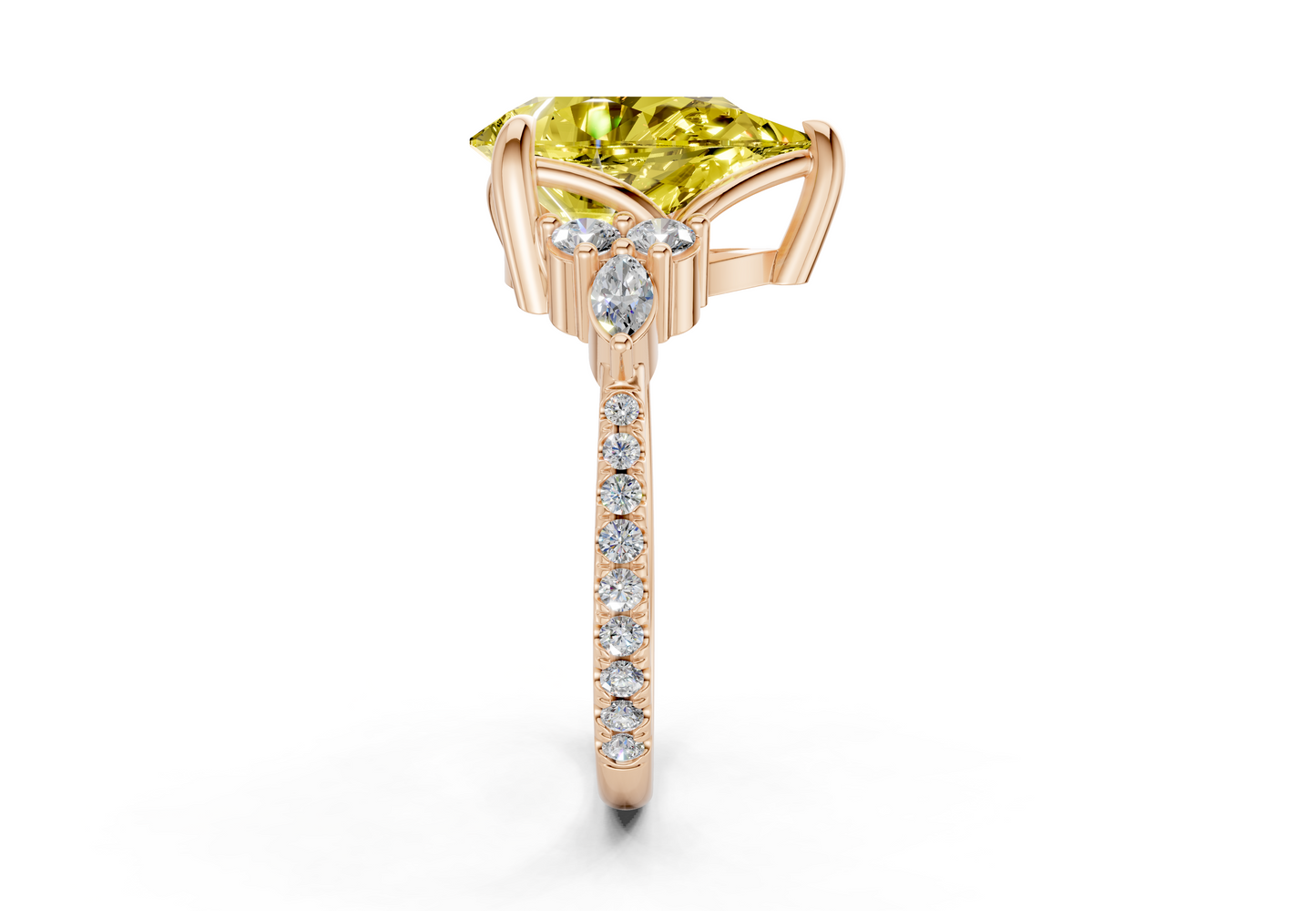 Zephyrine Yellow Diamond Accent Pear Cut 1.9mm Engagement Ring