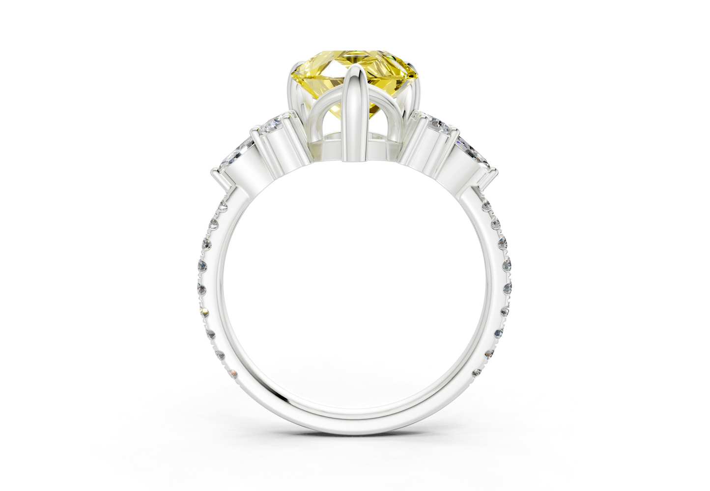 Zephyrine Yellow Diamond Accent Pear Cut 1.9mm Engagement Ring