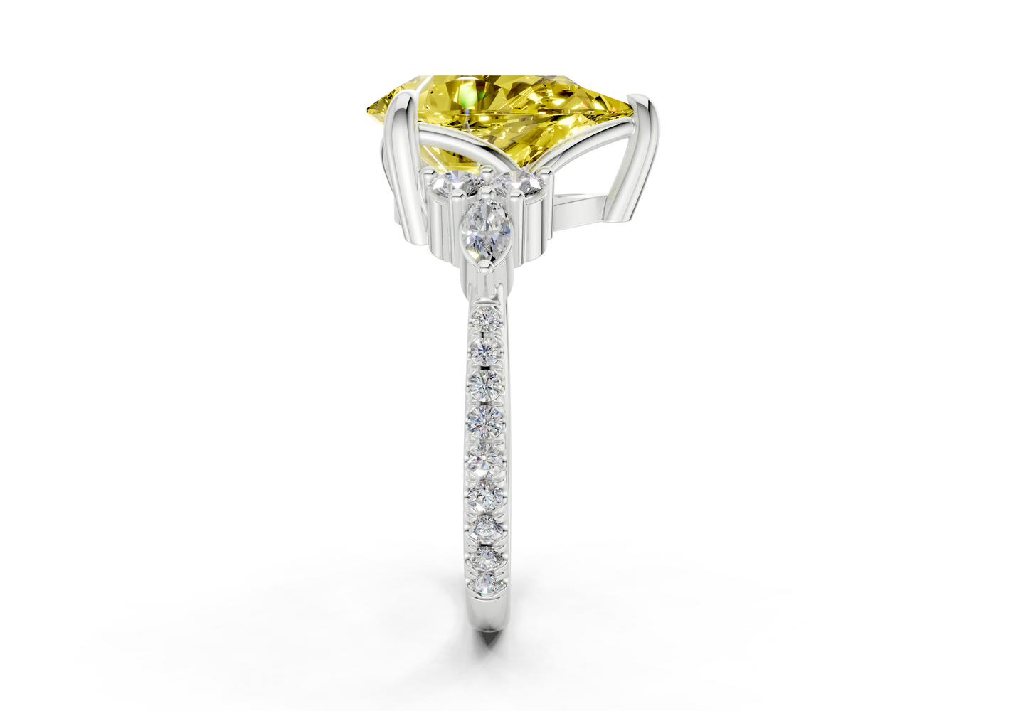 Zephyrine Yellow Diamond Accent Pear Cut 1.9mm Engagement Ring