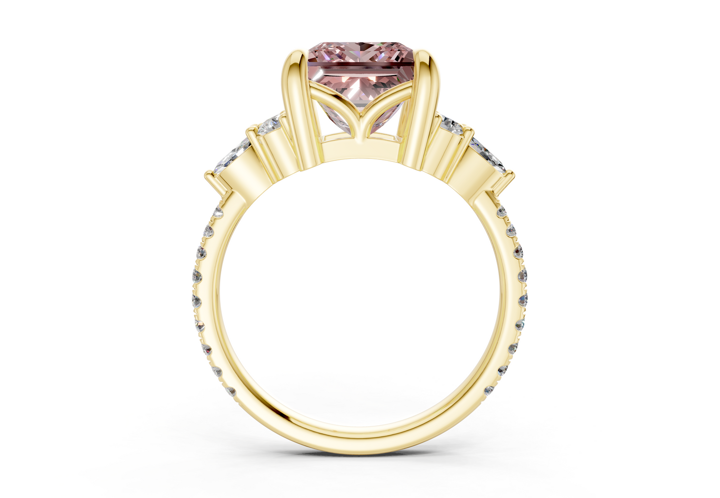 Zephyrine Pink Diamond Accent Princess Cut 1.9mm Engagement Ring