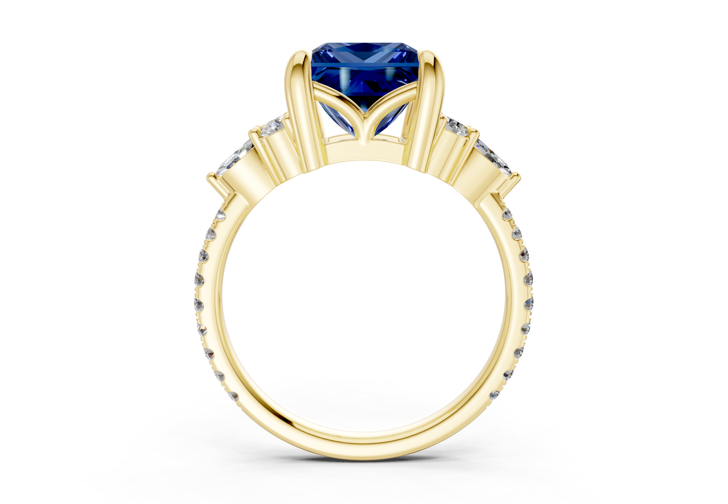 Zephyrine Sapphire Gemstone Accent Princess Cut 1.9mm Engagement Ring