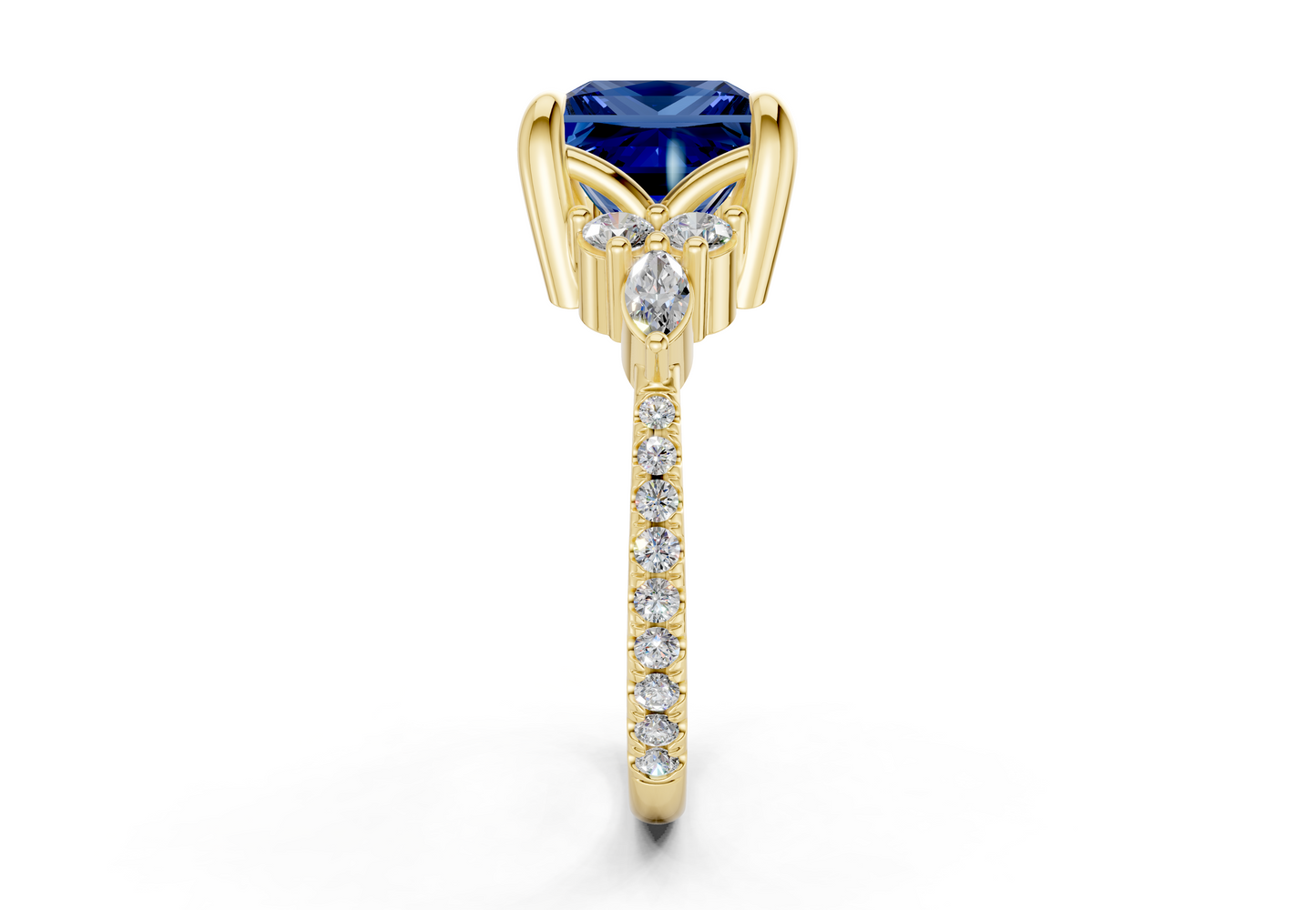 Zephyrine Sapphire Gemstone Accent Princess Cut 1.9mm Engagement Ring