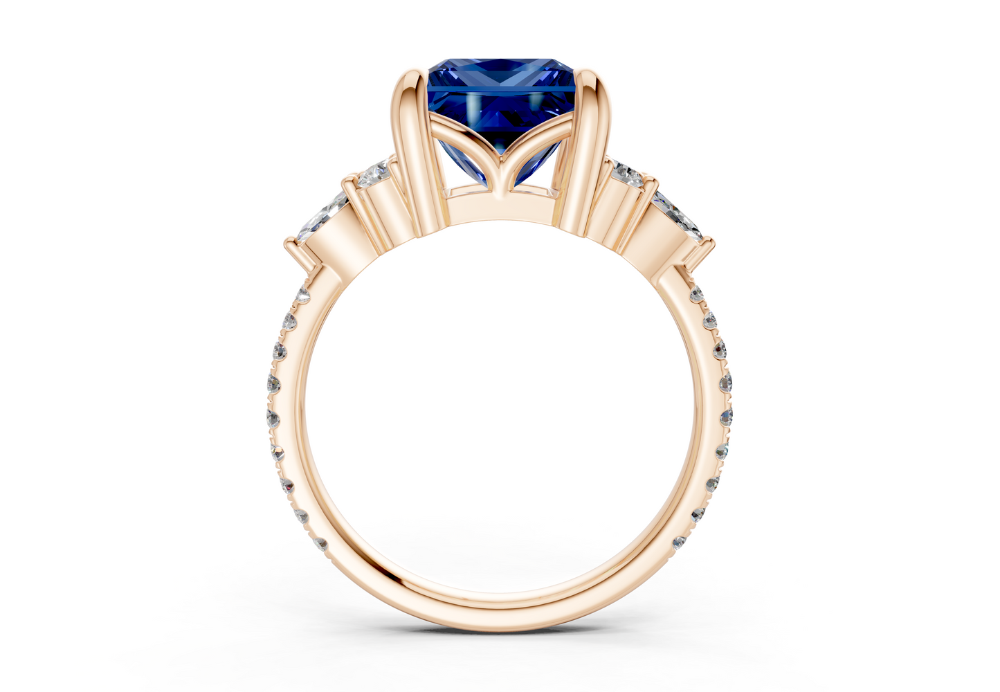 Zephyrine Sapphire Gemstone Accent Princess Cut 1.9mm Engagement Ring