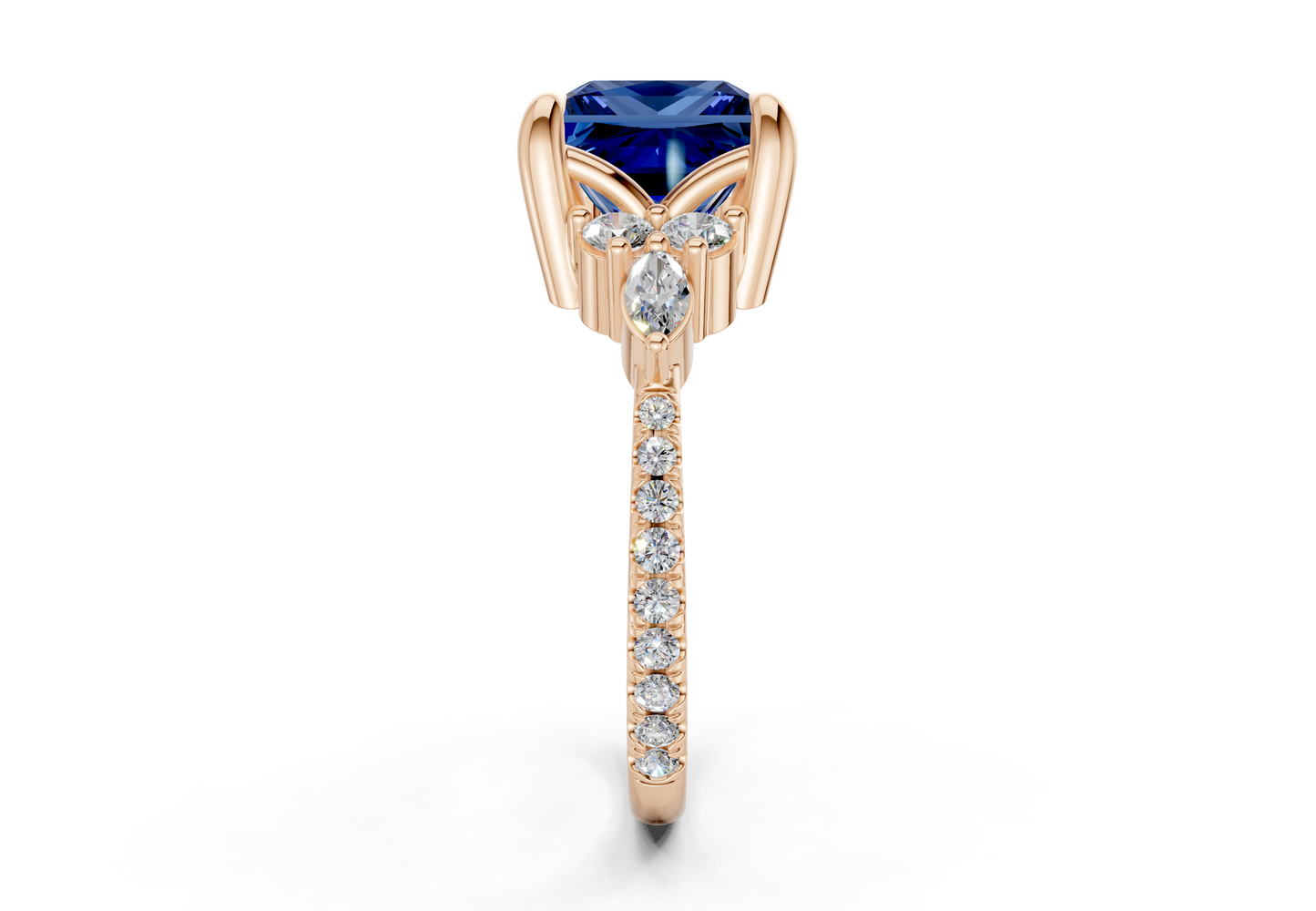 Zephyrine Sapphire Gemstone Accent Princess Cut 1.9mm Engagement Ring