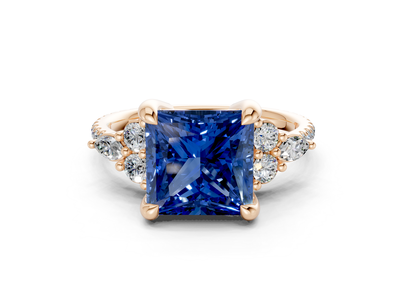 Zephyrine Sapphire Gemstone Accent Princess Cut 1.9mm Engagement Ring