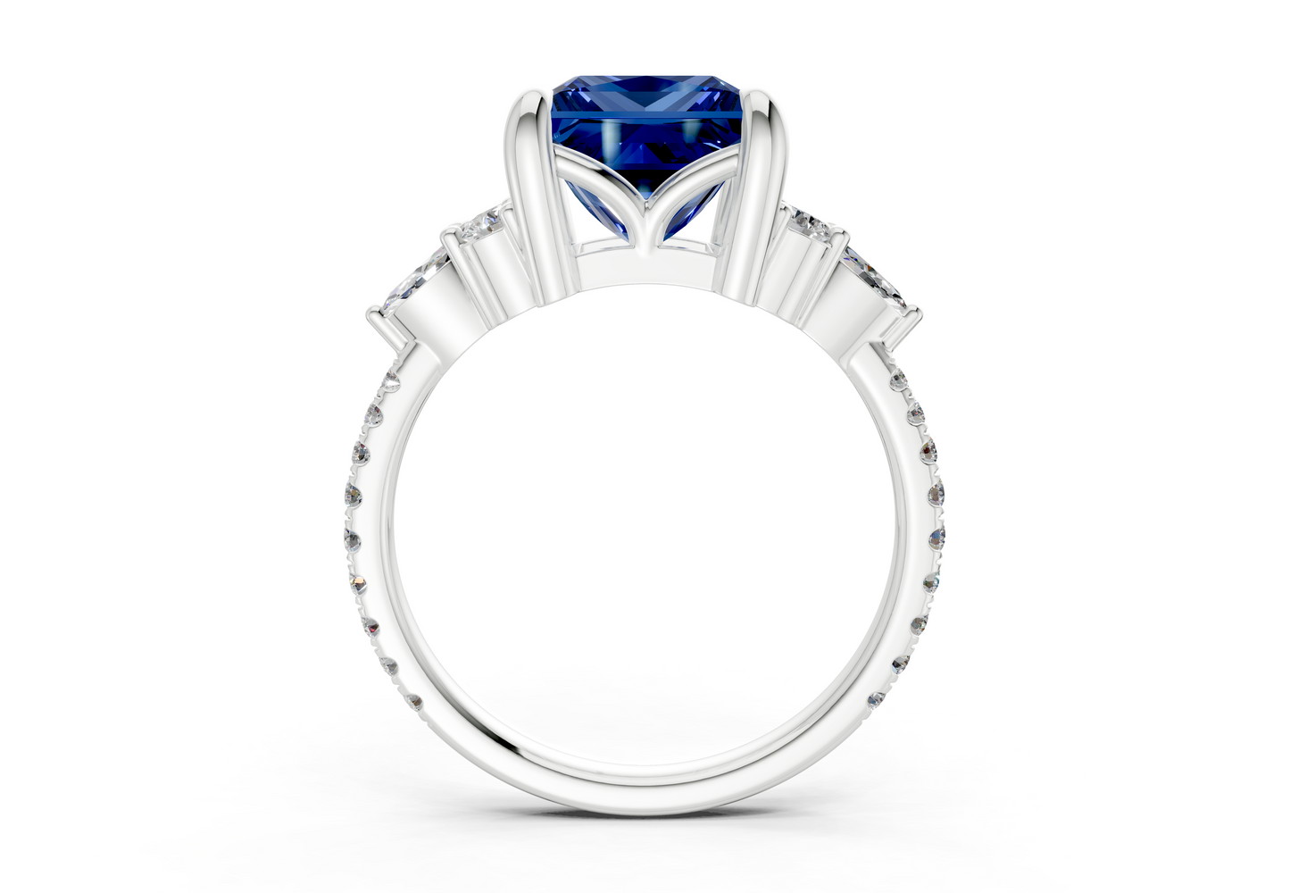 Zephyrine Sapphire Gemstone Accent Princess Cut 1.9mm Engagement Ring