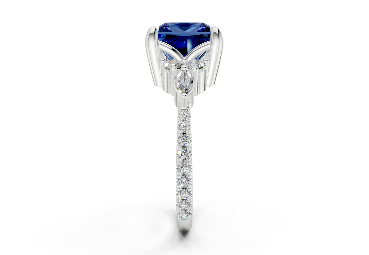 Zephyrine Sapphire Gemstone Accent Princess Cut 1.9mm Engagement Ring
