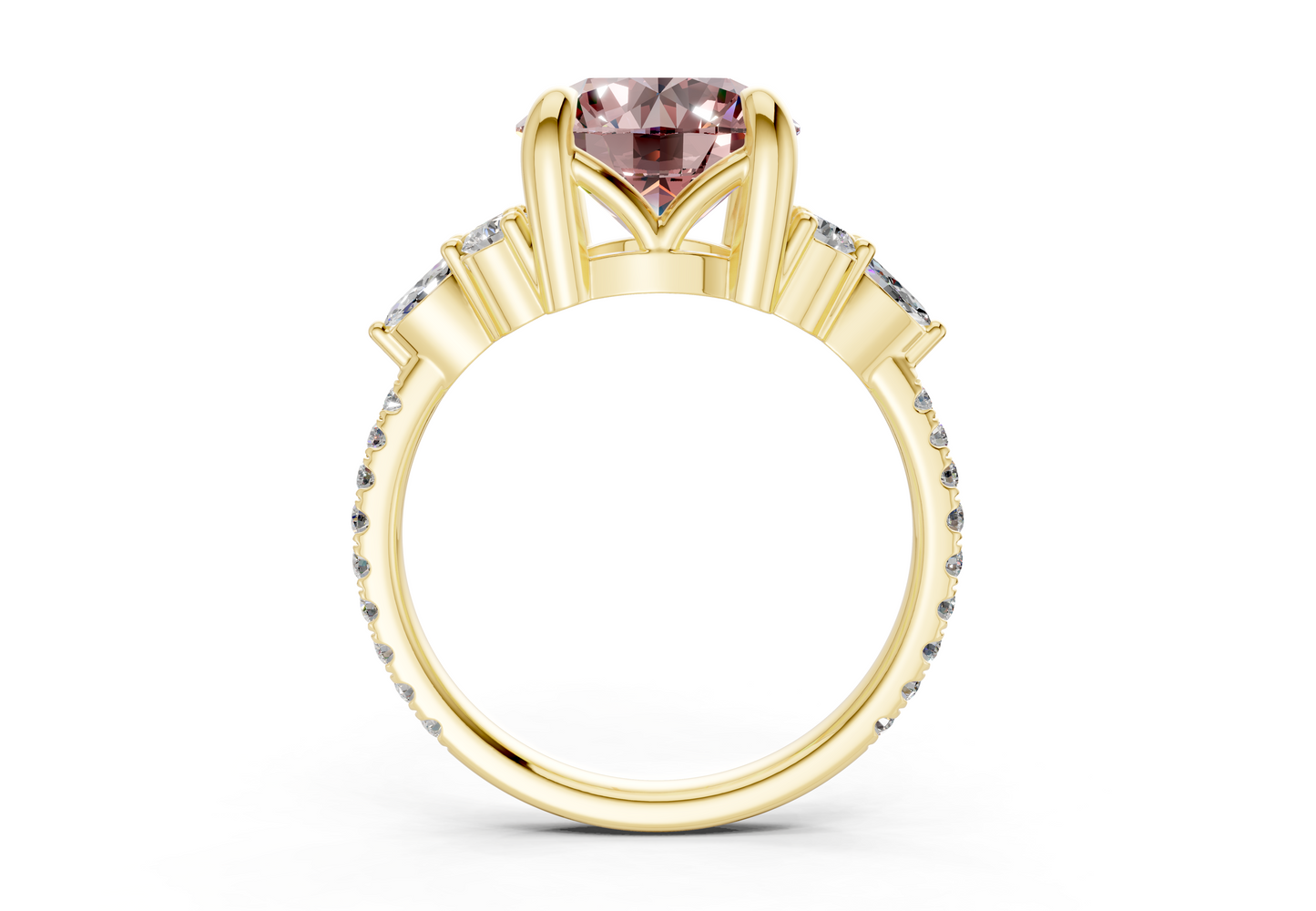 Zephyrine Pink Diamond Accent Round Cut 1.9mm Engagement Ring