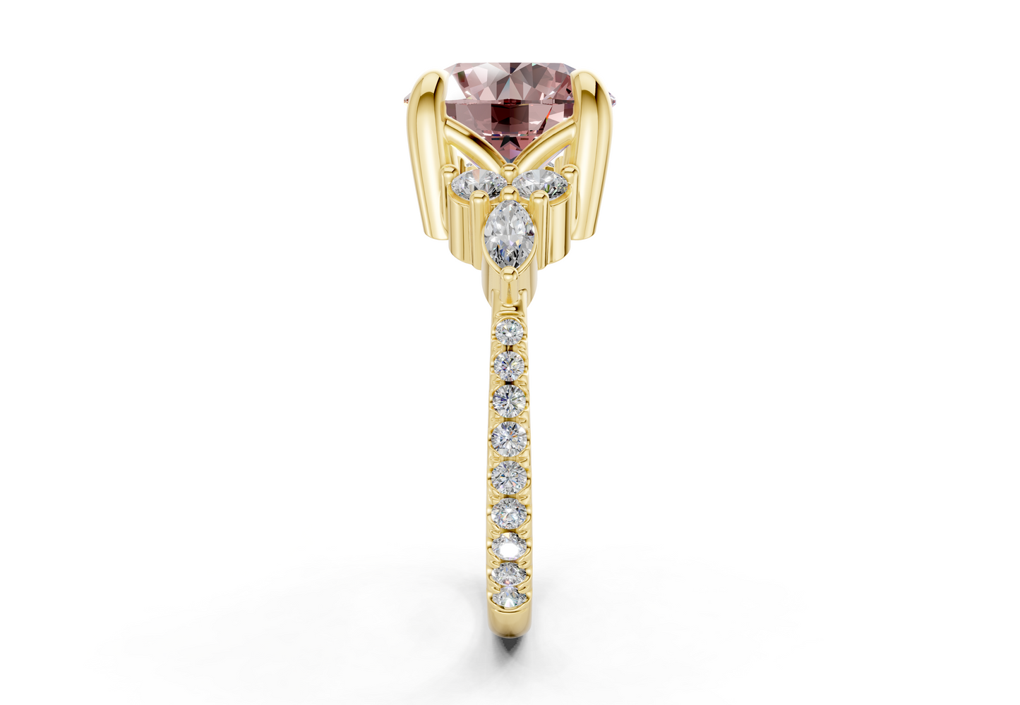 Zephyrine Pink Diamond Accent Round Cut 1.9mm Engagement Ring