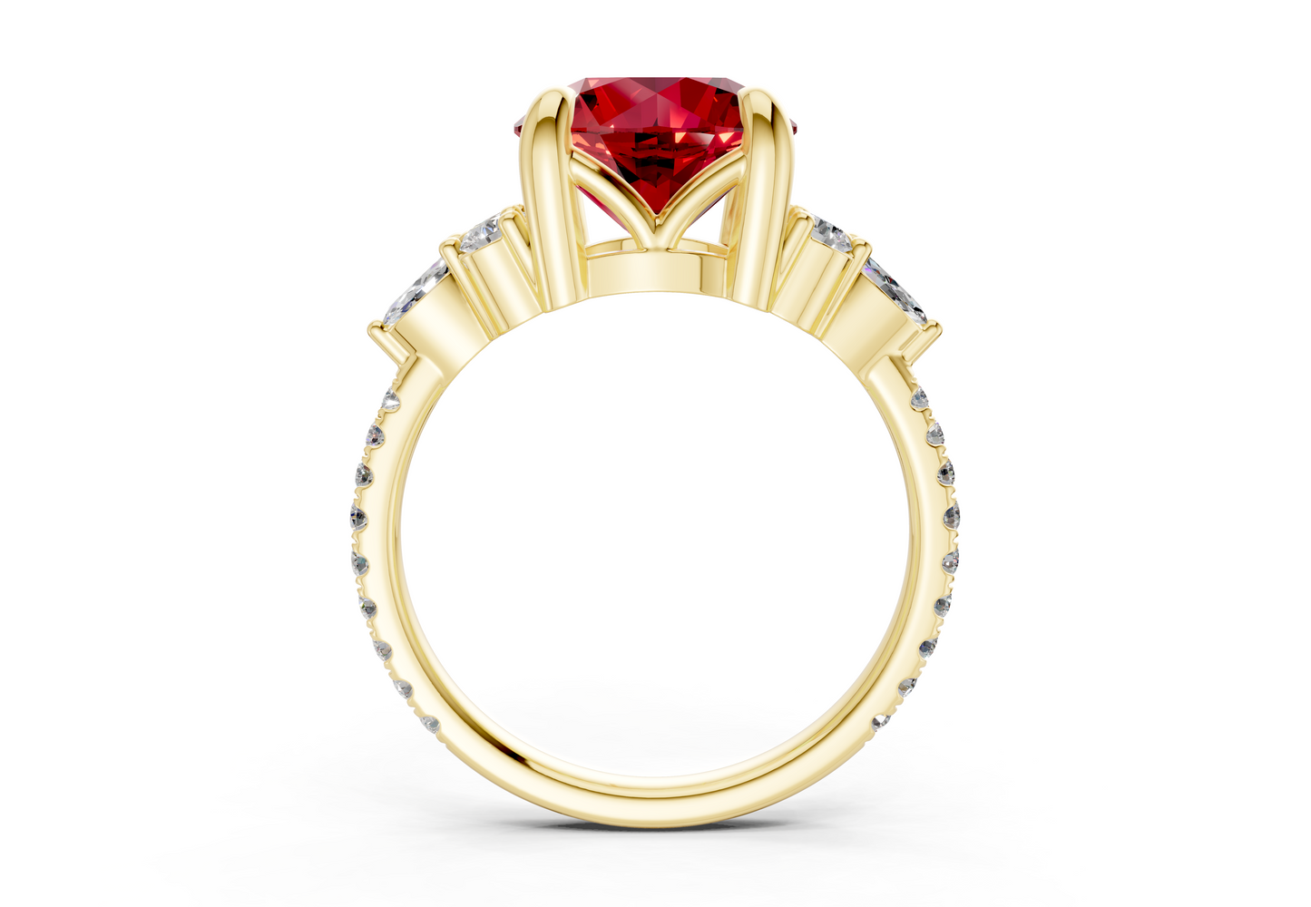 Zephyrine Ruby Gemstone Accent Round Cut 1.9mm Engagement Ring