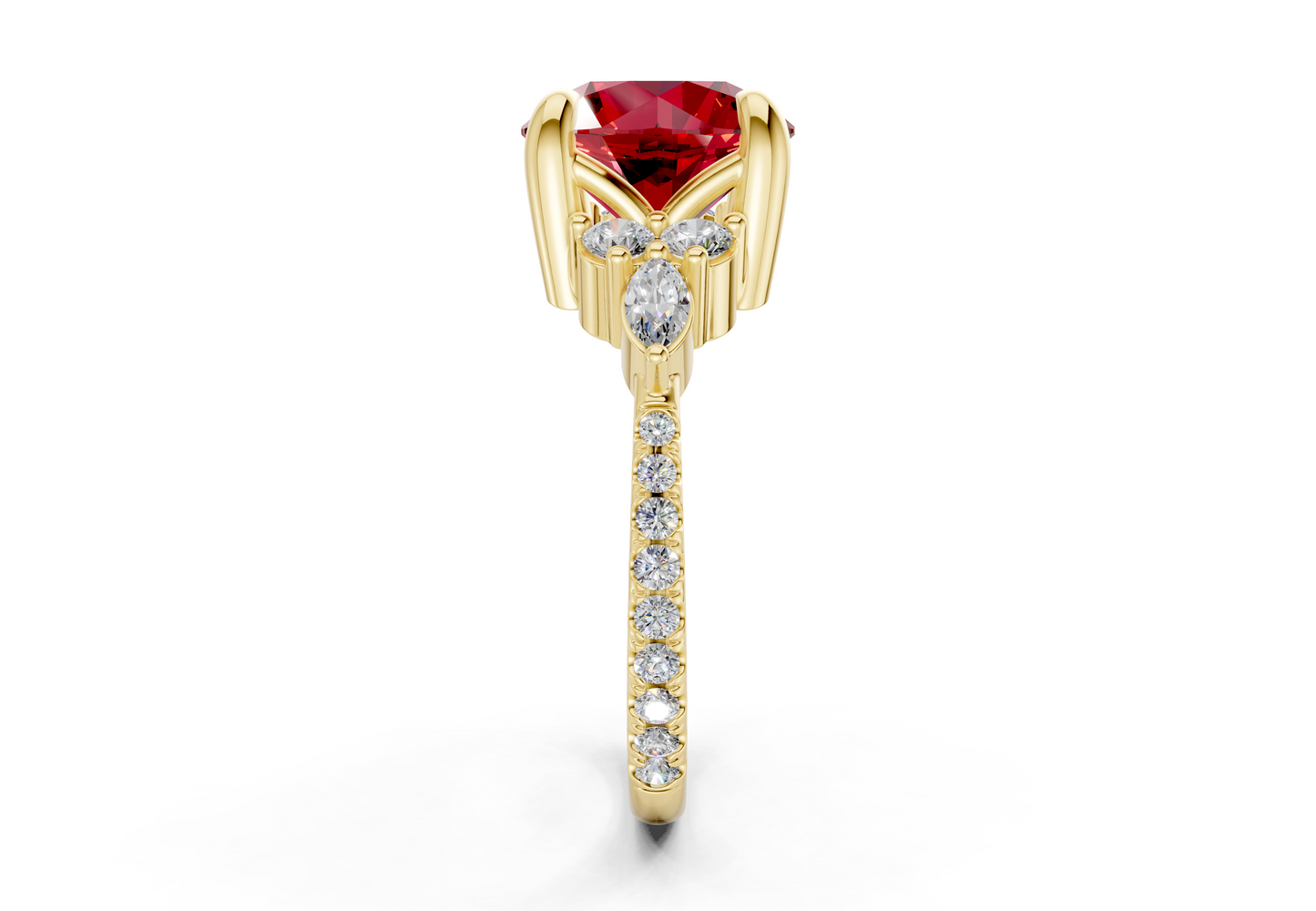 Zephyrine Ruby Gemstone Accent Round Cut 1.9mm Engagement Ring