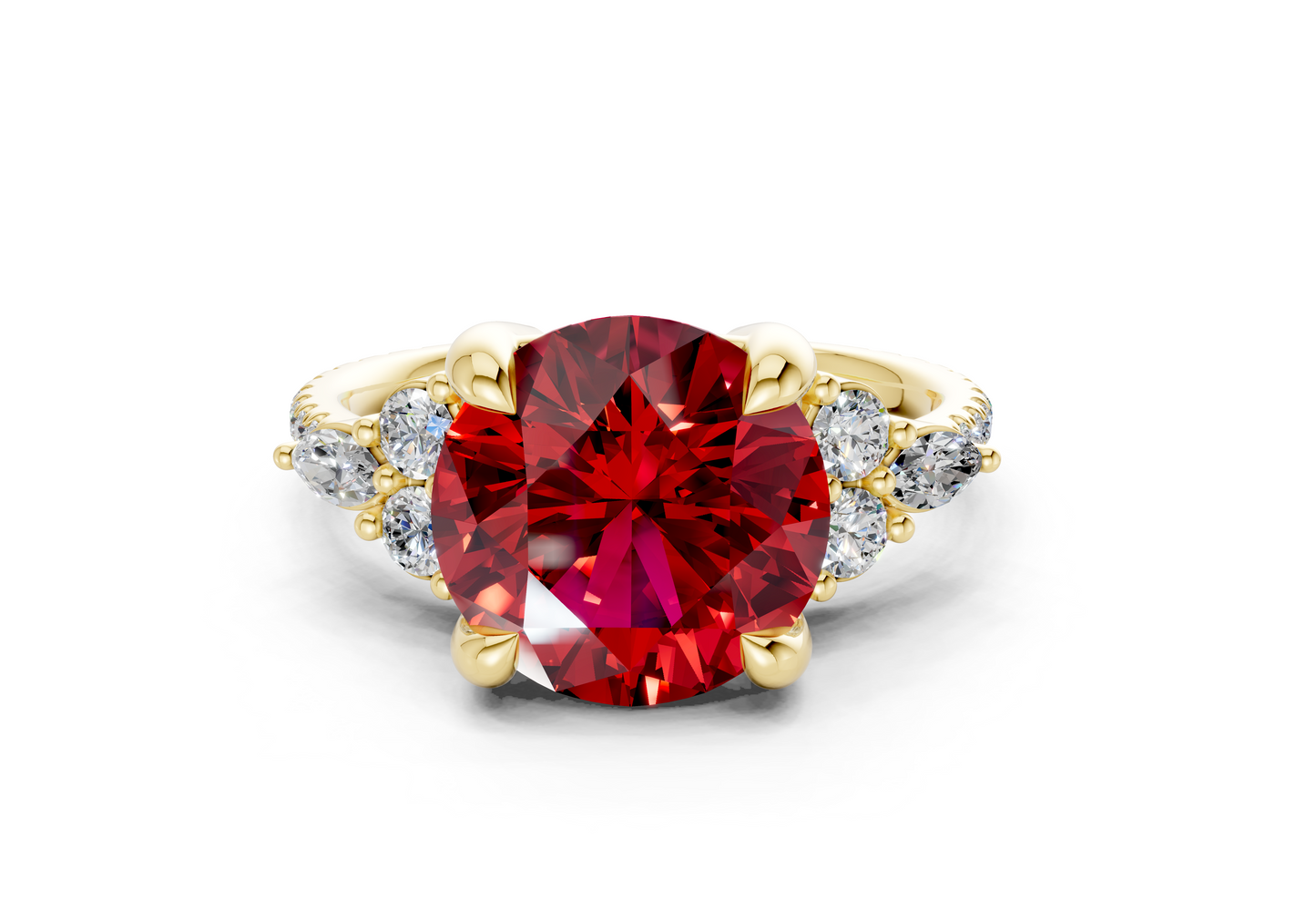 Zephyrine Ruby Gemstone Accent Round Cut 1.9mm Engagement Ring