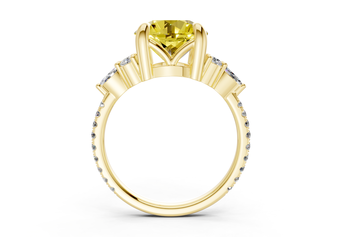 Zephyrine Yellow Diamond Accent Round Cut 1.9mm Engagement Ring