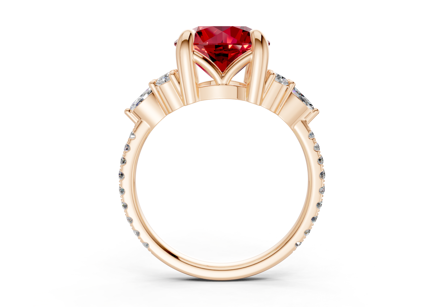 Zephyrine Ruby Gemstone Accent Round Cut 1.9mm Engagement Ring