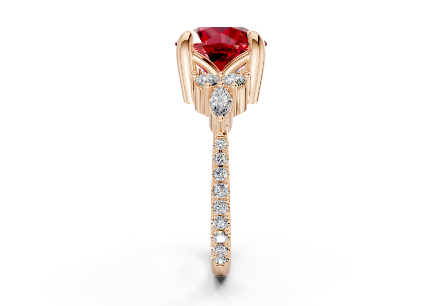 Zephyrine Ruby Gemstone Accent Round Cut 1.9mm Engagement Ring