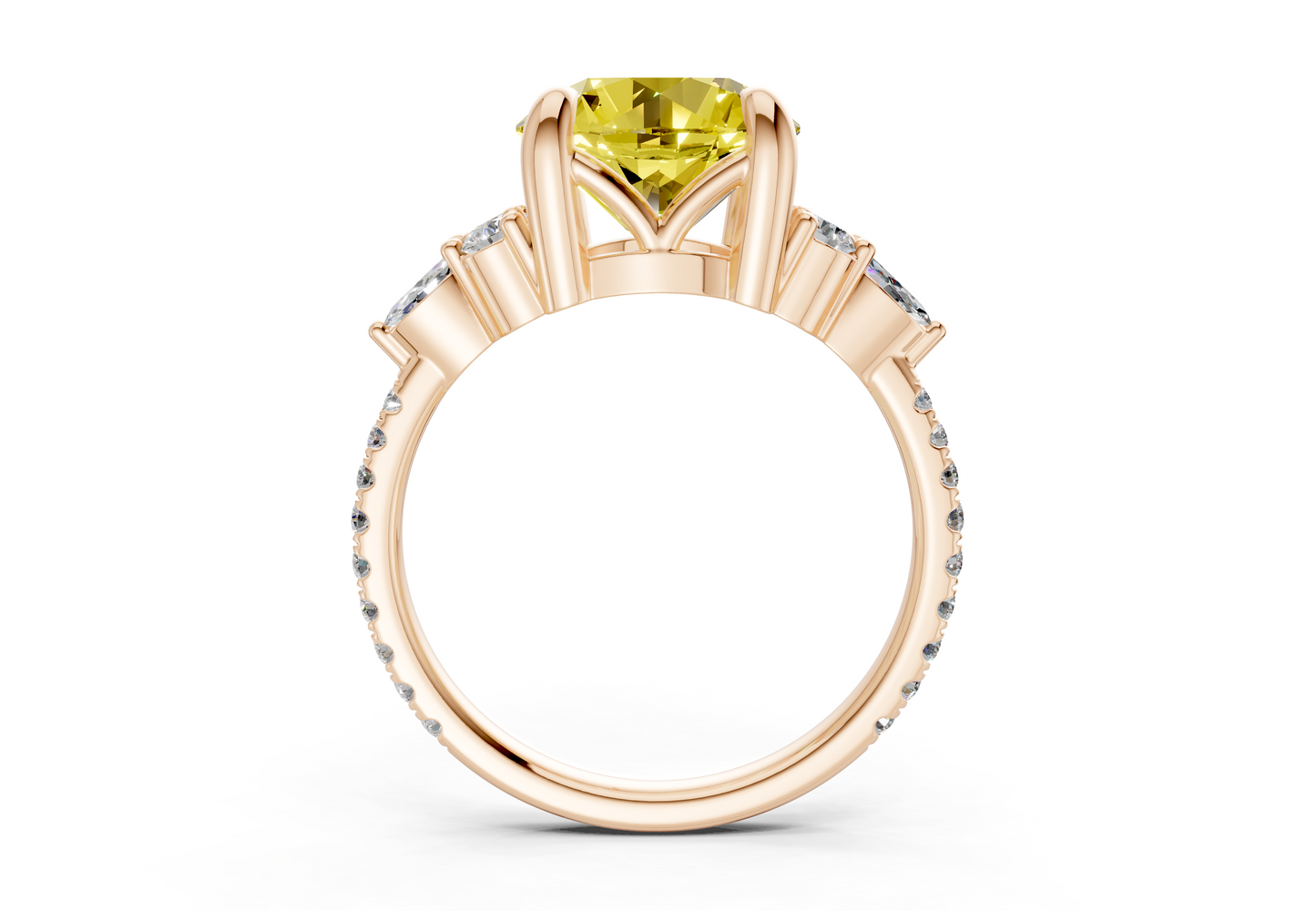Zephyrine Yellow Diamond Accent Round Cut 1.9mm Engagement Ring
