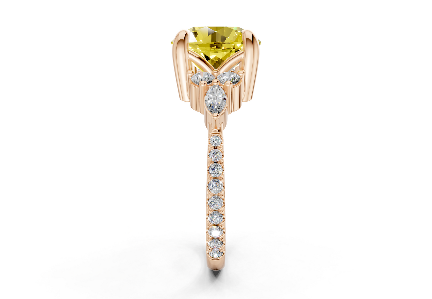 Zephyrine Yellow Diamond Accent Round Cut 1.9mm Engagement Ring