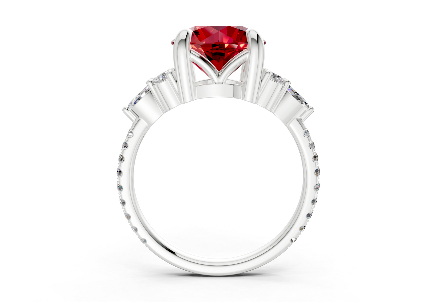 Zephyrine Ruby Gemstone Accent Round Cut 1.9mm Engagement Ring