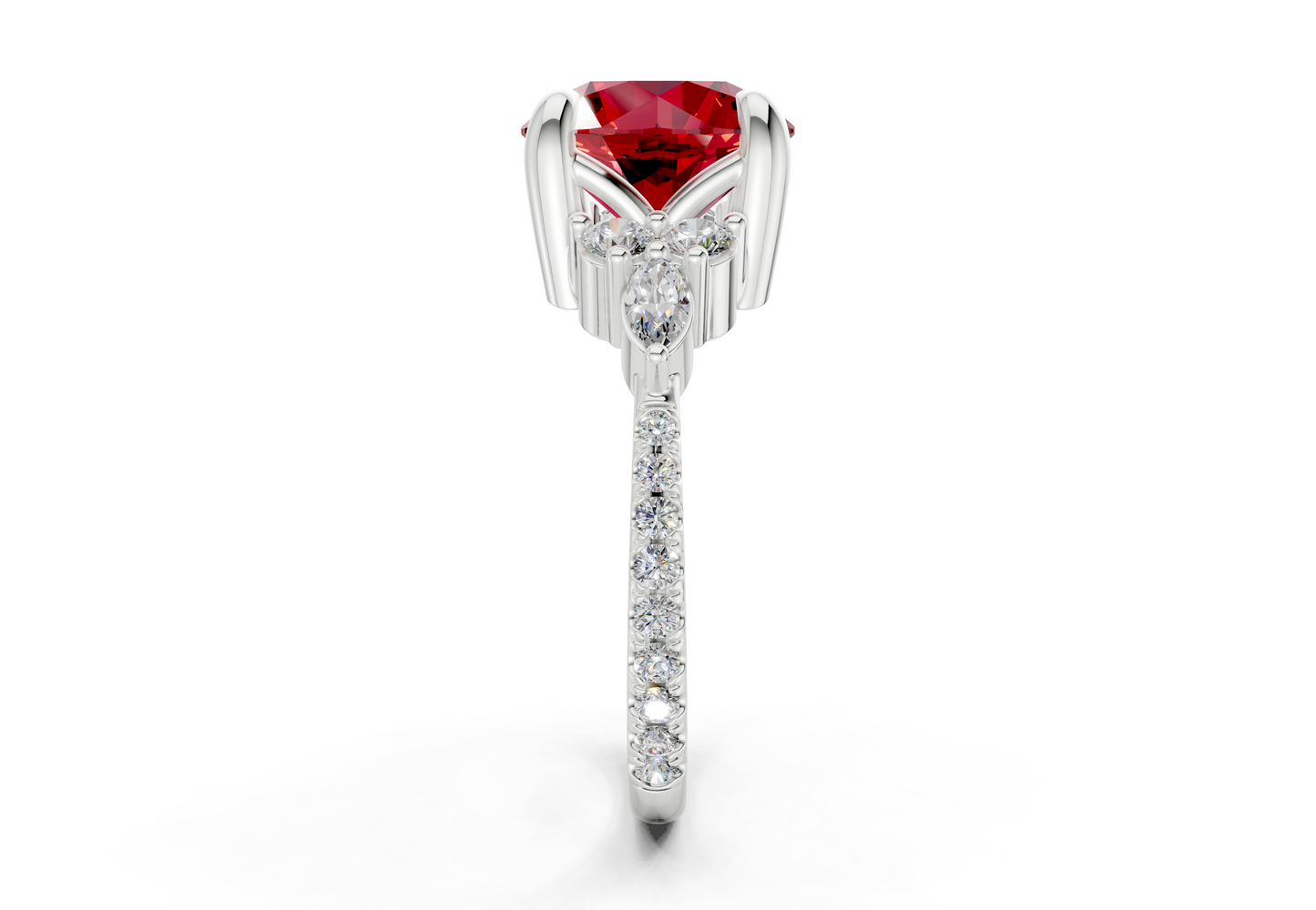 Zephyrine Ruby Gemstone Accent Round Cut 1.9mm Engagement Ring
