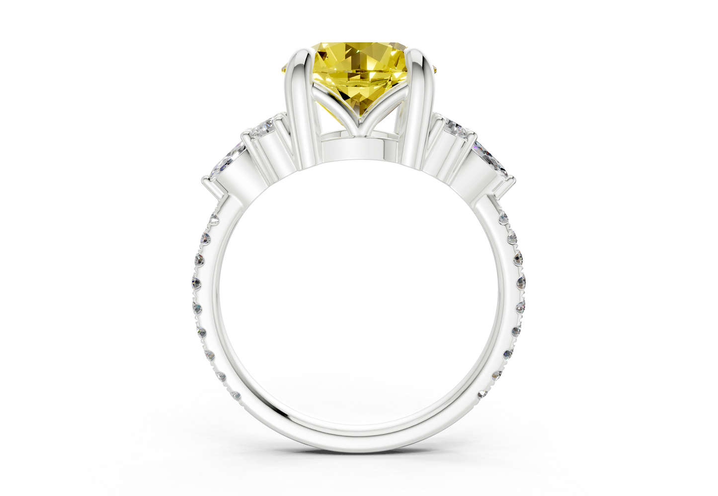 Zephyrine Yellow Diamond Accent Round Cut 1.9mm Engagement Ring