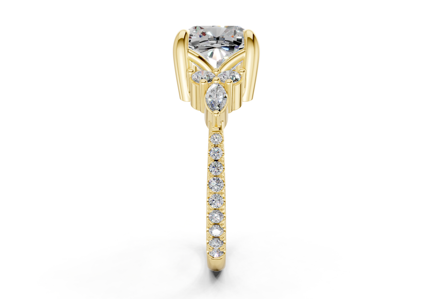 Zephyrine Diamond Accent Cushion Square Cut 1.9mm Engagement Ring