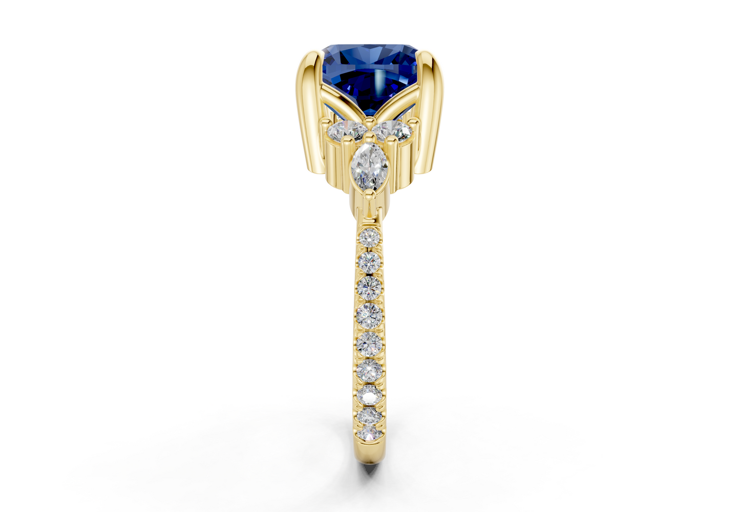 Zephyrine Sapphire Gemstone Accent Cushion Square Cut 1.9mm Engagement Ring